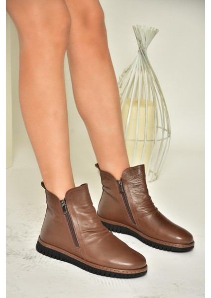 T555366303 Kahverengi Hakiki Deri Comfort Ortopedik Taban Kadın Bot fırsatları
