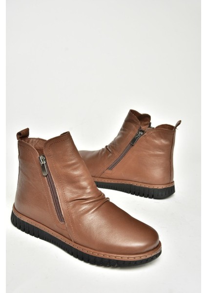 T555366303 Kahverengi Hakiki Deri Comfort Ortopedik Taban Kadın Bot indirimleri