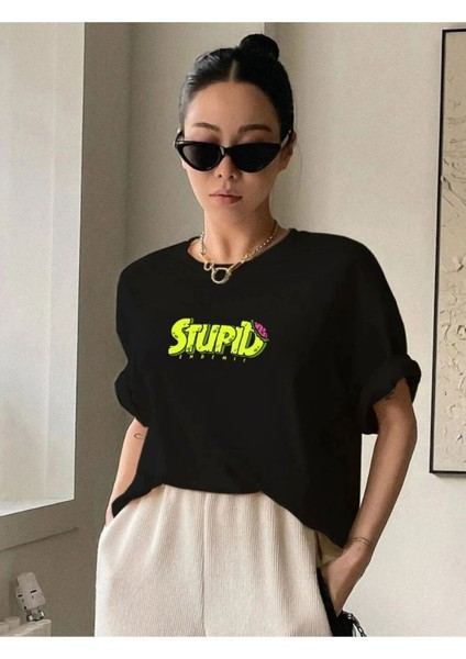 Kadın Stupid Baskılı T-Shirt fiyatları