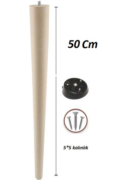 Ahşap Masa & Sehpa Konik Ayak 50 cm 1 Adet