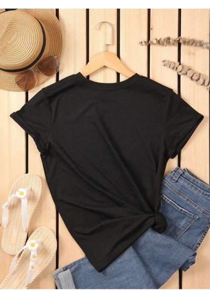 Unisex Siyah Kedi Gözlük Baskılı Oversize T-Shirt fırsatları