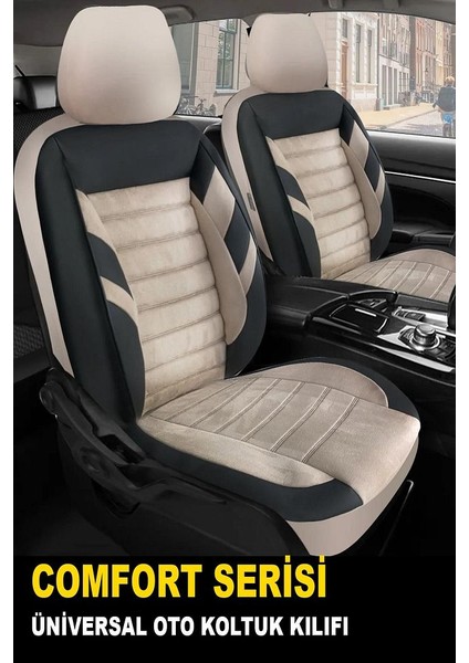 Seat Toledo 1999-2004UYUMLU Oto Koltuk Kılıfı Comfort Serisi - Siyah-Bej