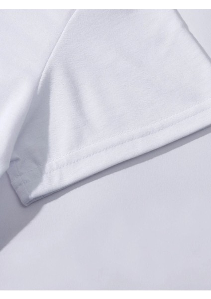 Unisex Beyaz Kedi Gözlük Baskılı Oversize T-Shirt modelleri