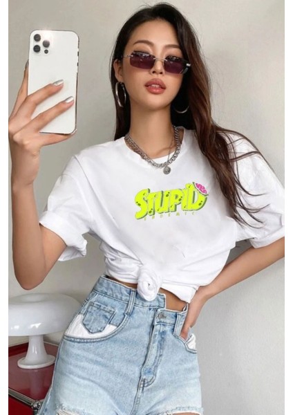 Kadın Stupid Baskılı T-Shirt fiyatları