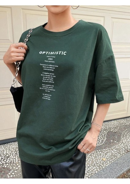 Unisex Optimistic Baskılı Oversize Tshirt