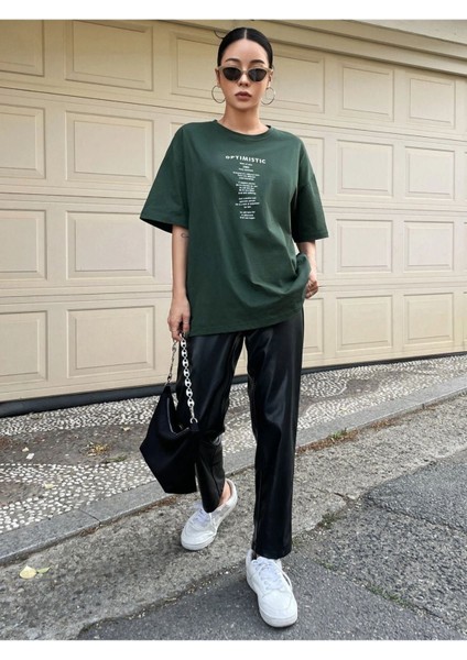 Unisex Optimistic Baskılı Oversize Tshirt