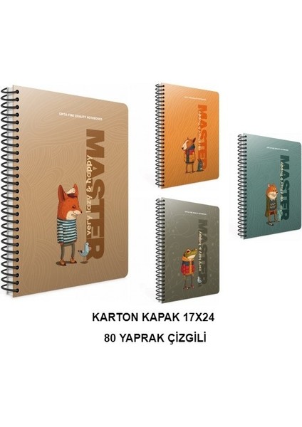 Defter Karton Kapak 17X24 Lazy Master 80 Yp.çizgili 6167