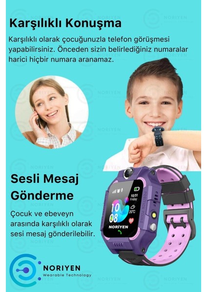 Akıllı Çocuk Takip Saati Sim Kartlı Kameralı Türkçe Menü