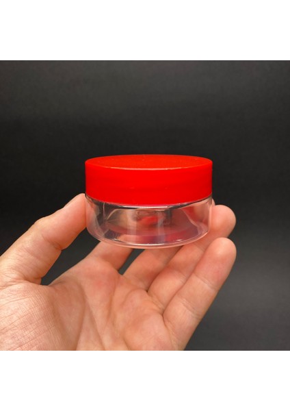 50 ml Kırmızı Kapaklı Iç Tıpalı Pet Kavanoz , 50 cc Plastik Krem Kavanozu x 6 Adet
