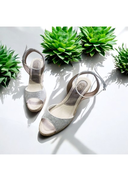 Günlük Şık ve Rahat Taban Hasır Keten Sandalet 8 Cm.topuk fırsatları
