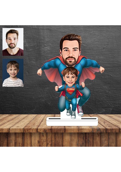 Babam ve Oğlu Karikatür Figürü,sevgiliye Hediye,doğum Günü Hediyesi