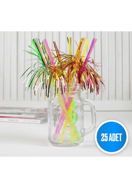 Tek Kullanımlık Renkli Plastik Körüklü Palmiye Pipet 25 adet/paket Parti, Kokteyl, Kafe, Restorant