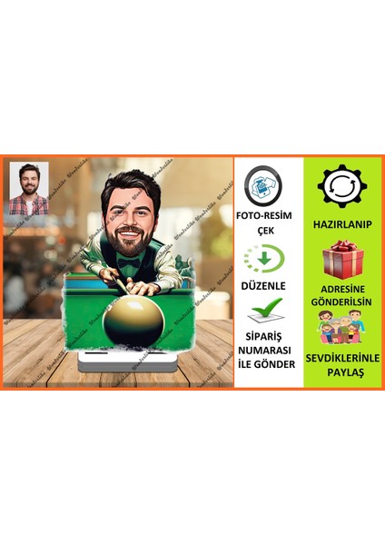 Bilardo Ustası Karikatür Biblo,sevgiliye Hediye,doğum Günü Hed