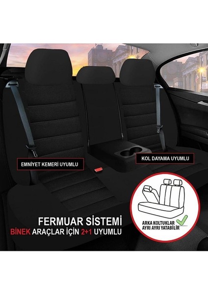 Opel Corsa 2000-2006UYUMLU Oto Koltuk Kılıfı Sport Carbon Serisi - Siyah
