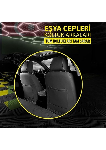 Opel Corsa 2000-2006UYUMLU Oto Koltuk Kılıfı Sport Carbon Serisi - Siyah