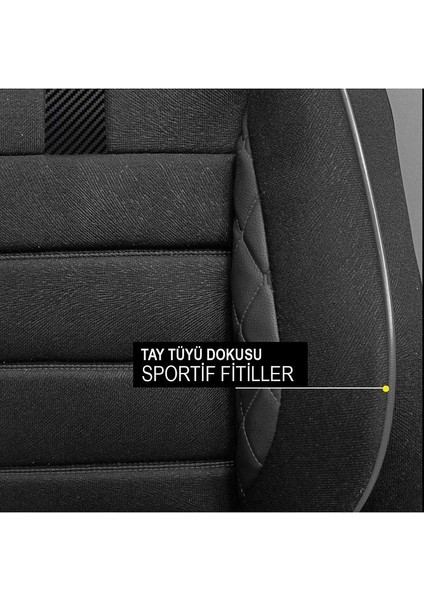 Opel Corsa 2000-2006UYUMLU Oto Koltuk Kılıfı Sport Carbon Serisi - Siyah