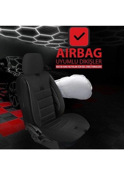 Opel Corsa 2000-2006UYUMLU Oto Koltuk Kılıfı Sport Carbon Serisi - Siyah