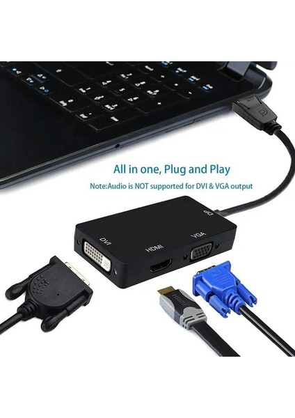 Primex PX-DP425S Siyah 75hz Display To Vga+Hdmı+ DVI Çevirici, Display To Hdmi, Display To Vga, Display To DVI