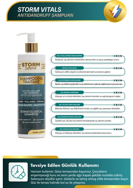 Storm Derma Anti-Dandruff Kepek Karşıtı Sampuan 400 ml