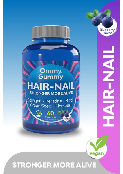 Hair Nail Saç Tırnak Vitamini 60 Adet ( Biotin, Kolajen, Keratin, At Kuyruğu, Folik Asit )