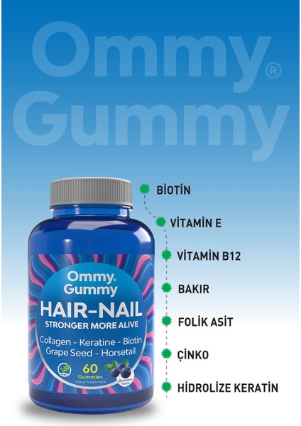 Hair Nail Saç Tırnak Vitamini 60 Adet ( Biotin, Kolajen, Keratin, At Kuyruğu, Folik Asit ) modelleri