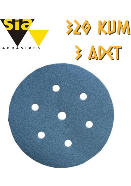 1949 Hookit 7 Delikli Cırt Zımpara 150 mm - P320 Kum - 3 Adet