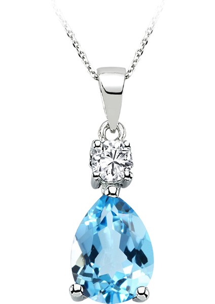 Pırlanta ve Damla Mavi Topaz Taşlı Kolye 0423P0061
