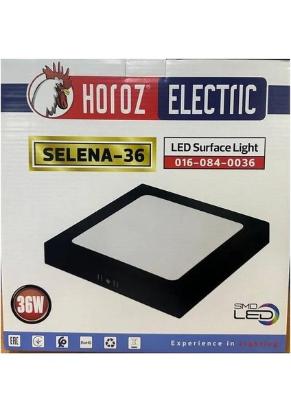 36 Watt Siyah Kasa Kare 30X30 LED Panel Günışığı
