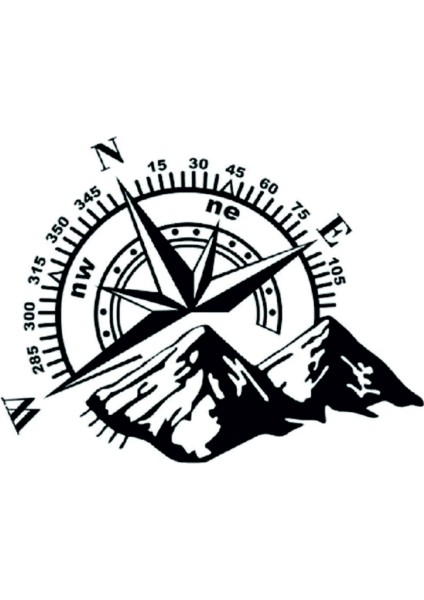 Pusula Dağ Off Road Oto Sticker Siyah 30*20 cm