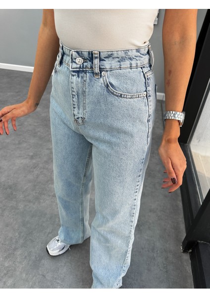 Iceblue Palazzo Denim Pantolon