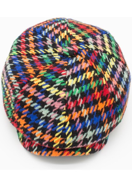 Erkek Kazayağı Desenli Yün 8 Parça Multicolor Kasket Şapka modelleri
