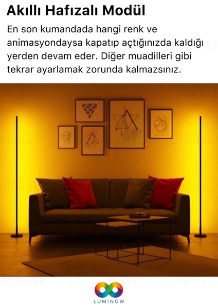 Yeni Nesil Full Renk LED Rgb Stick Animasyonlu Uzaktan Kumandalı Aydınlatma Sistemi Köşe Lambader Oda Gece Lambası Aplik Abajur Dekoratif