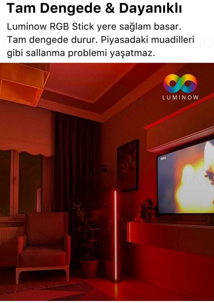 Yeni Nesil Full Renk LED Rgb Stick Animasyonlu Uzaktan Kumandalı Aydınlatma Sistemi Köşe Lambader Oda Gece Lambası Aplik Abajur Dekoratif