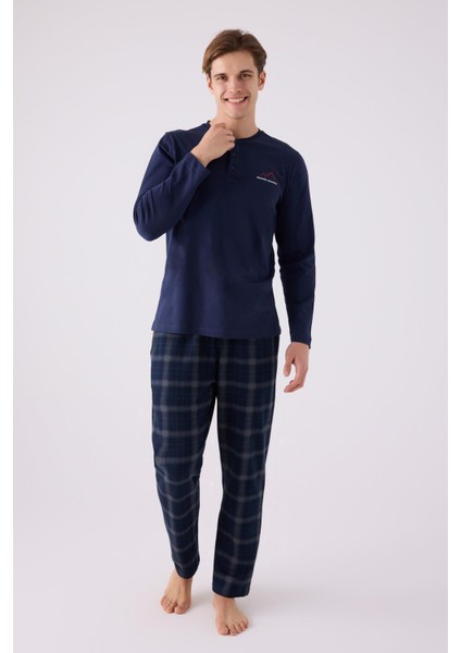 3152 Erkek Uzun Kol Düğmeli Pijama Takım
