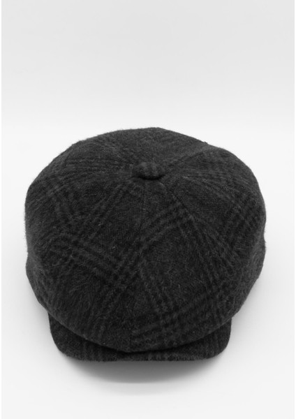 Erkek Ekose Desenli Antrasit Yün İtalyan Kasket Şapka fiyatları