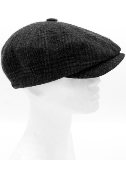 Erkek Ekose Desenli Antrasit Yün İtalyan Kasket Şapka modelleri