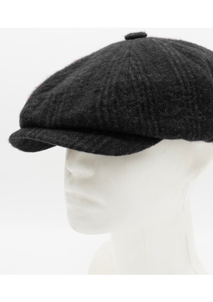 Erkek Ekose Desenli Antrasit Yün İtalyan Kasket Şapka fırsatları