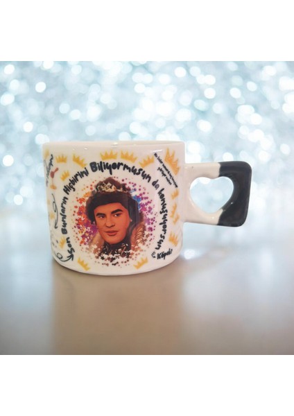 İkili Prens Dizisi Karekod Baskılı El Yapımı Doğal Seramik Siyah Kalp Kupa Mug Çay Kahve Fincanı fiyatları