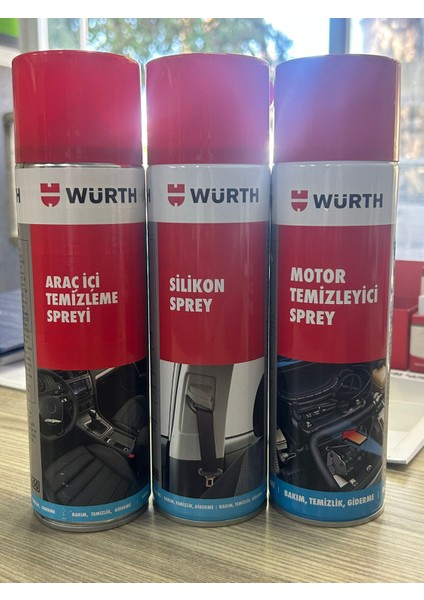 Süper Set Würth Motor Temizleme-Silikon Sprey-Araç Içi Temizleme