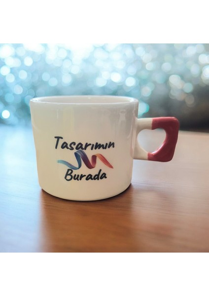 Ikili Özel Tasarım El Yapımı Kalp Kupa Mug - Çay Kahve Fincanı Seti