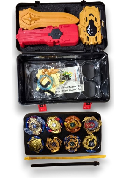 Beyblade Metal Assembled Gyro Tool Box Yj - 8802 - Yeni Nesil Çantalı Beyblade Metal Topaç 8 Li Set