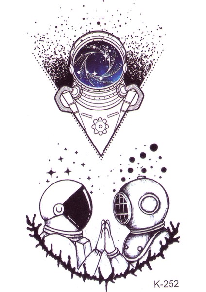 Astronot Dövmesi Çift Dövmesi Minimal Tattoo