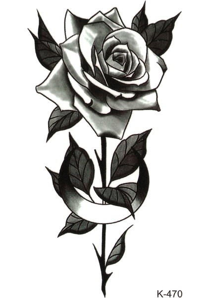 Siyah Gül Geçici Dövme Rose Tattoo