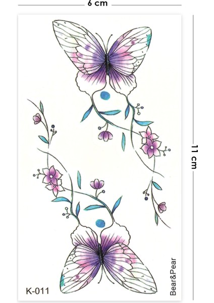 Renkli Minimal Kelebek Dövmesi, Geçici Dövme Tattoo