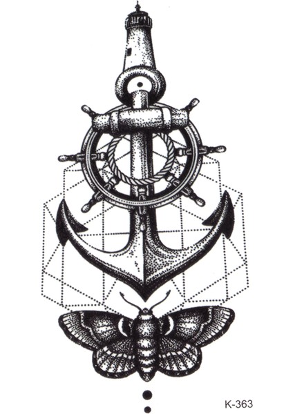 Polestar Çapa ve Deniz Feneri Geçici Dövme Lighthouse Tattoo