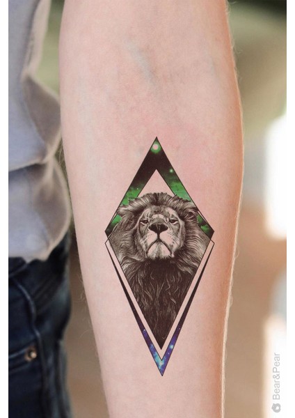 Neon Aslan Geçici Dövme Neon Lion Tattoo