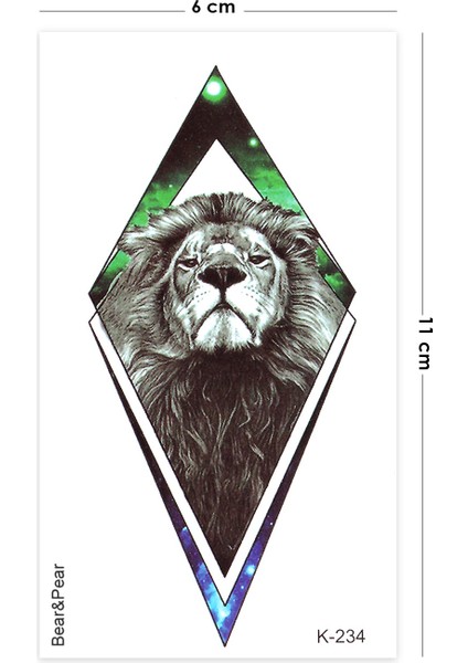 Neon Aslan Geçici Dövme Neon Lion Tattoo modelleri