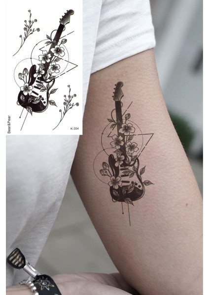Müzikal Geçici Dövme, Gitar Nota Dövmesi Tattoo