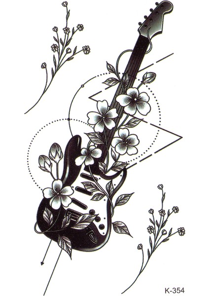 Müzikal Geçici Dövme, Gitar Nota Dövmesi Tattoo fiyatları