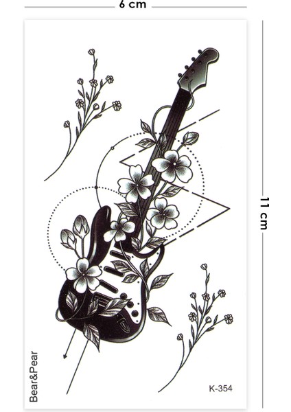Müzikal Geçici Dövme, Gitar Nota Dövmesi Tattoo modelleri